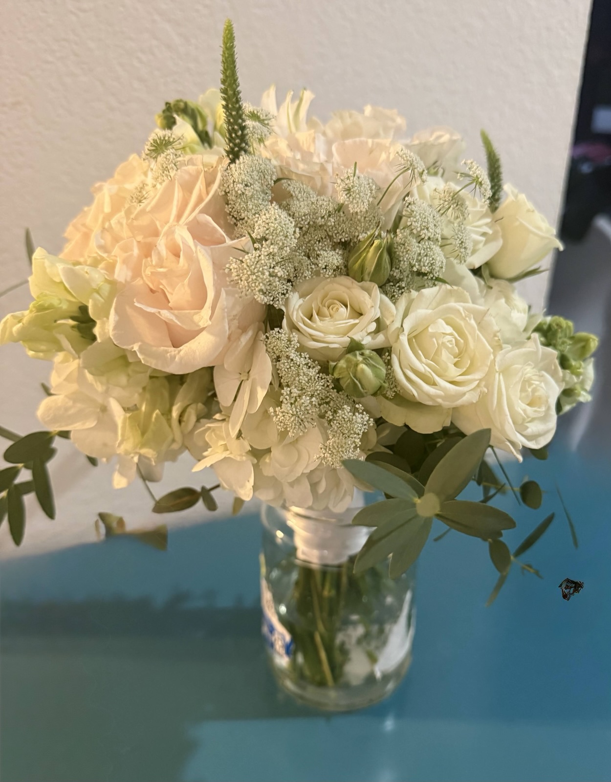 Deborah’s floral work · Ivory and peach roses